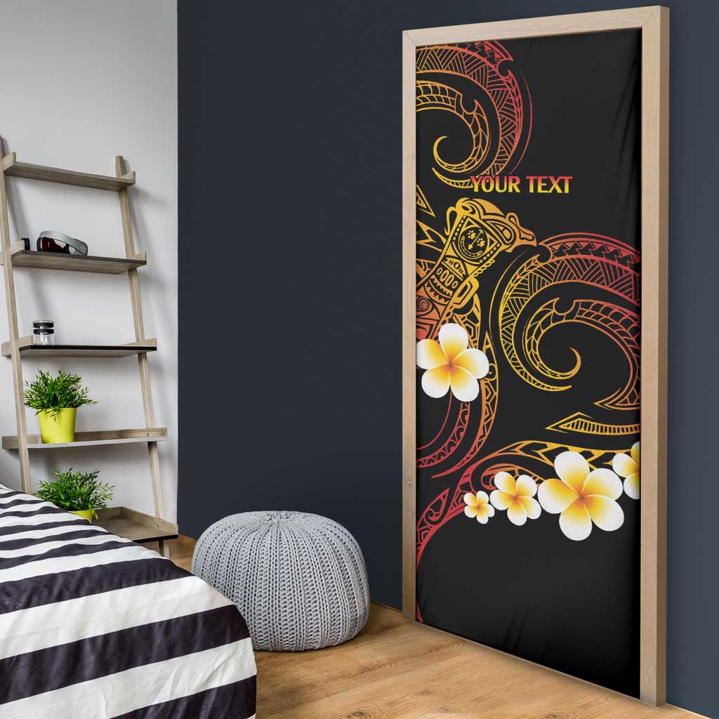 Personalised Papua New Guinea Sepik Door Cover Plumeria Floral Tribal Pattern LT9 - Polynesian Pride