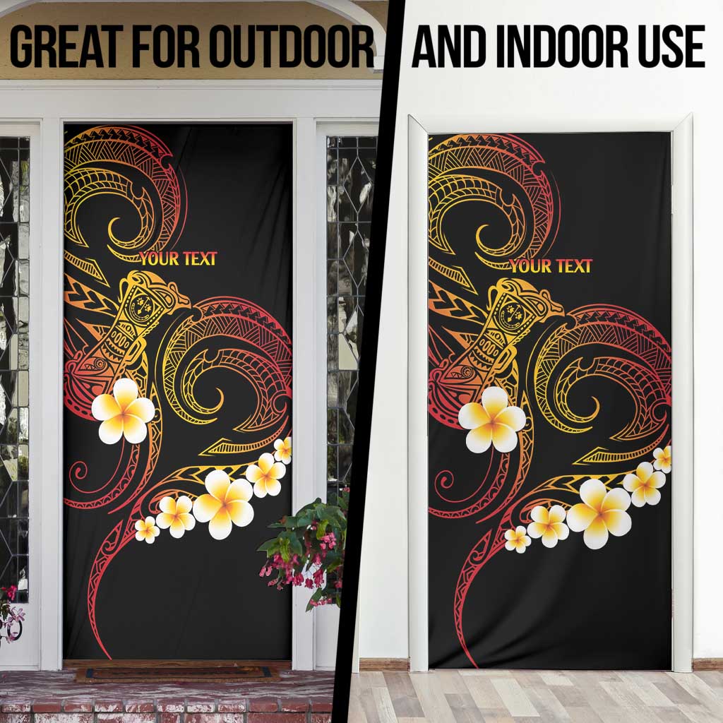 Personalised Papua New Guinea Sepik Door Cover Plumeria Floral Tribal Pattern LT9 - Polynesian Pride