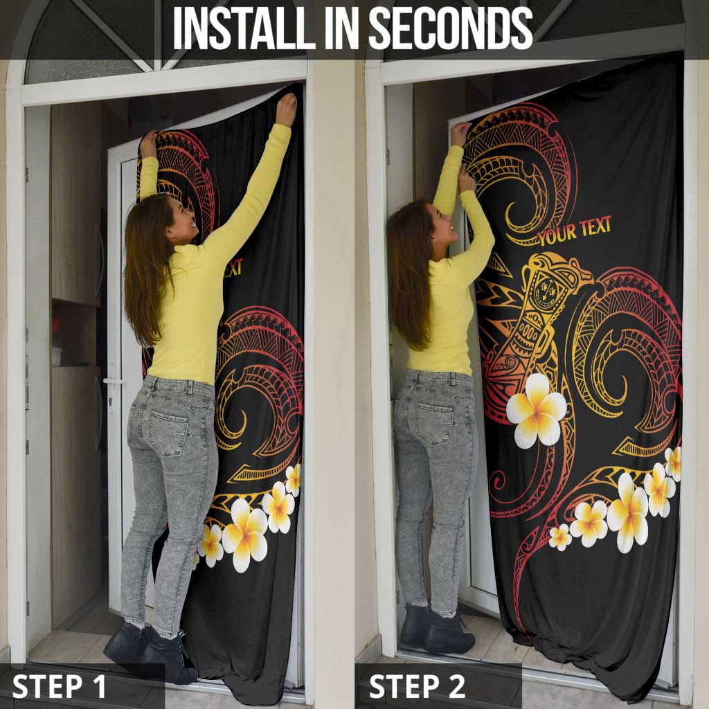 Personalised Papua New Guinea Sepik Door Cover Plumeria Floral Tribal Pattern LT9 - Polynesian Pride