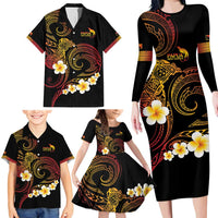 Personalised Papua New Guinea Sepik Family Matching Long Sleeve Bodycon Dress and Hawaiian Shirt Plumeria Floral Tribal Pattern LT9 - Polynesian Pride