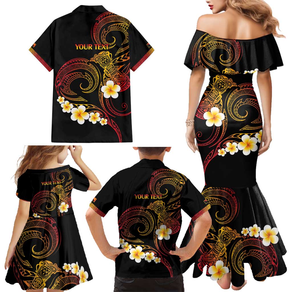 Personalised Papua New Guinea Sepik Family Matching Mermaid Dress and Hawaiian Shirt Plumeria Floral Tribal Pattern LT9 - Polynesian Pride
