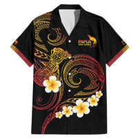 Personalised Papua New Guinea Sepik Family Matching Mermaid Dress and Hawaiian Shirt Plumeria Floral Tribal Pattern LT9 Dad's Shirt - Short Sleeve Black - Polynesian Pride