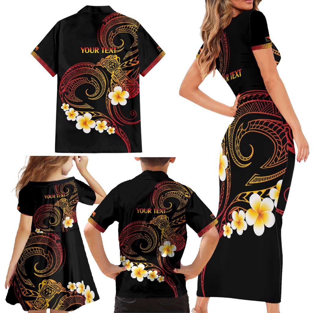 Personalised Papua New Guinea Sepik Family Matching Short Sleeve Bodycon Dress and Hawaiian Shirt Plumeria Floral Tribal Pattern LT9 - Polynesian Pride