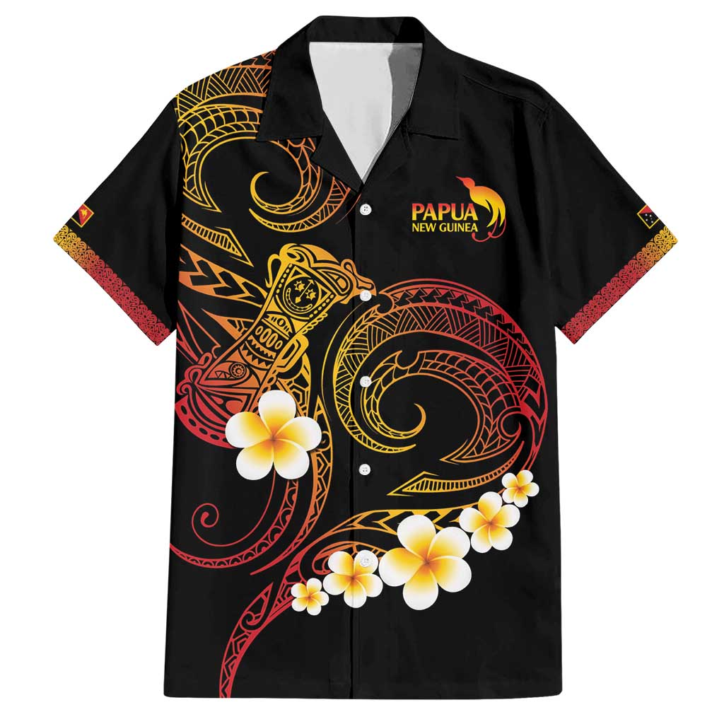 Personalised Papua New Guinea Sepik Family Matching Short Sleeve Bodycon Dress and Hawaiian Shirt Plumeria Floral Tribal Pattern LT9 Dad's Shirt - Short Sleeve Black - Polynesian Pride