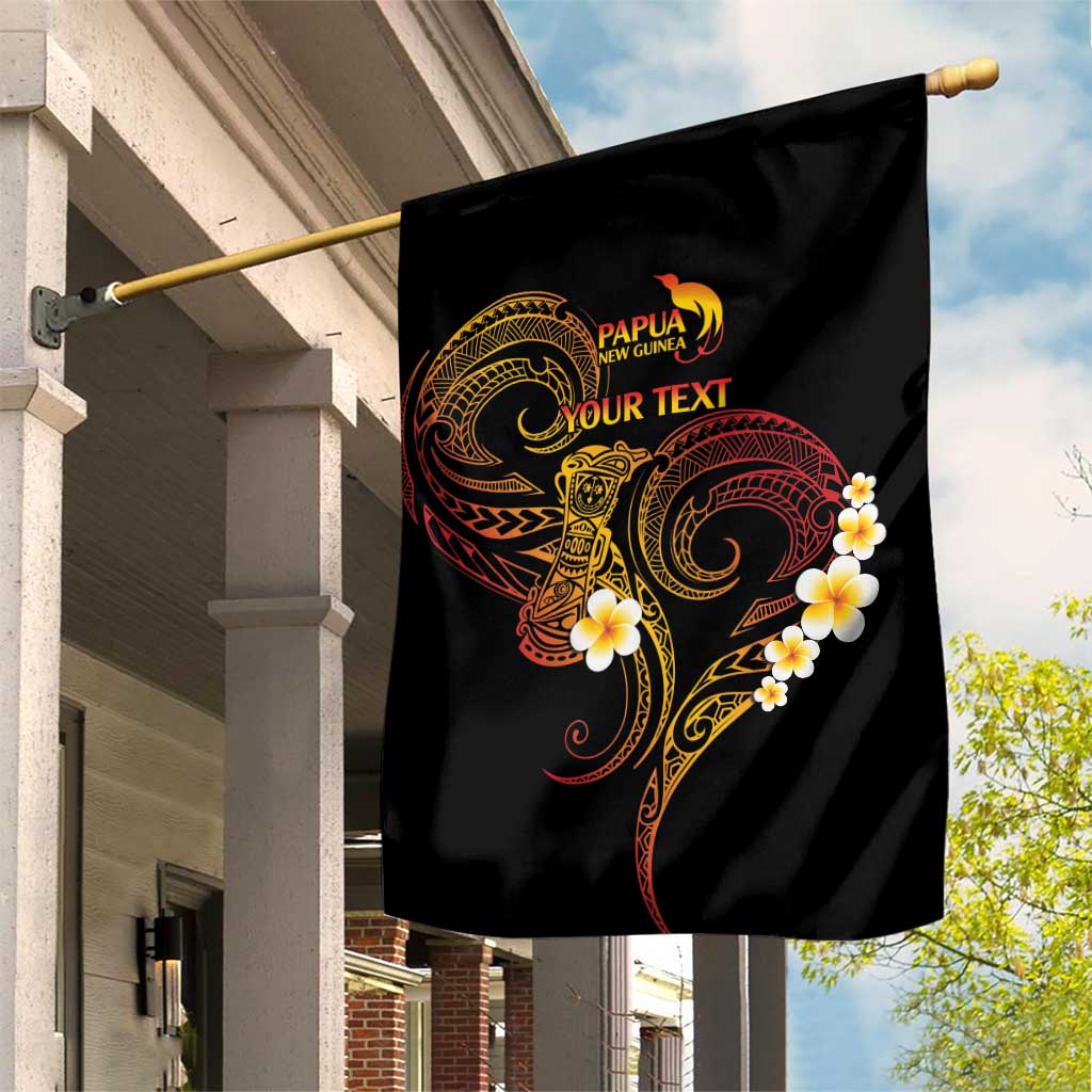 Personalised Papua New Guinea Sepik Garden Flag Plumeria Floral Tribal Pattern - Polynesian Pride
