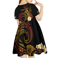 Personalised Papua New Guinea Sepik Kid Short Sleeve Dress Plumeria Floral Tribal Pattern LT9 - Polynesian Pride