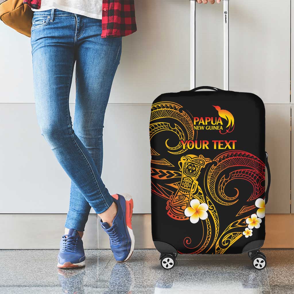 Personalised Papua New Guinea Sepik Luggage Cover Plumeria Floral Tribal Pattern - Polynesian Pride
