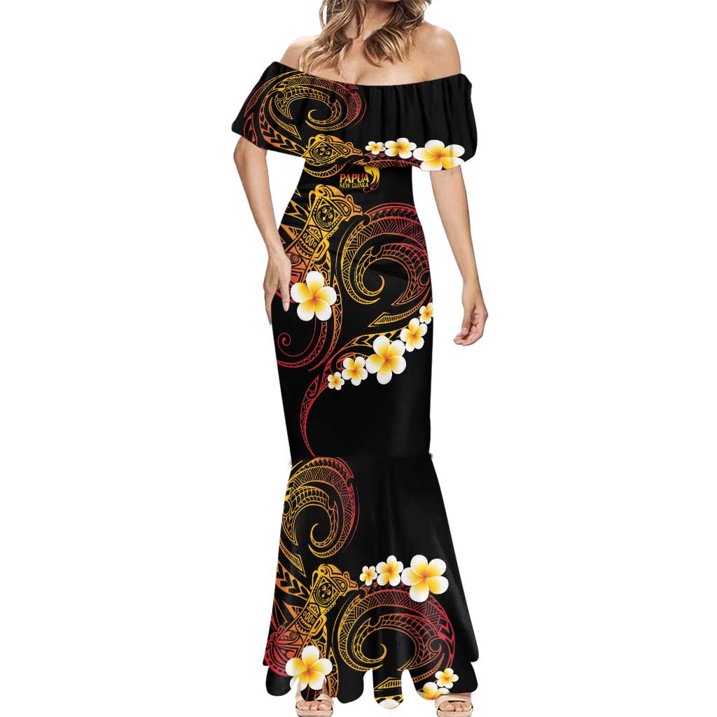 Personalised Papua New Guinea Sepik Mermaid Dress Plumeria Floral Tribal Pattern LT9 - Polynesian Pride