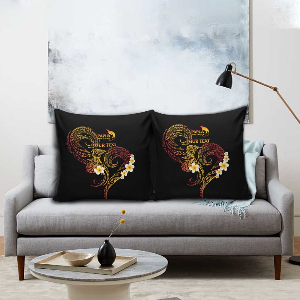 Personalised Papua New Guinea Sepik Pillow Cover Plumeria Floral Tribal Pattern - Polynesian Pride