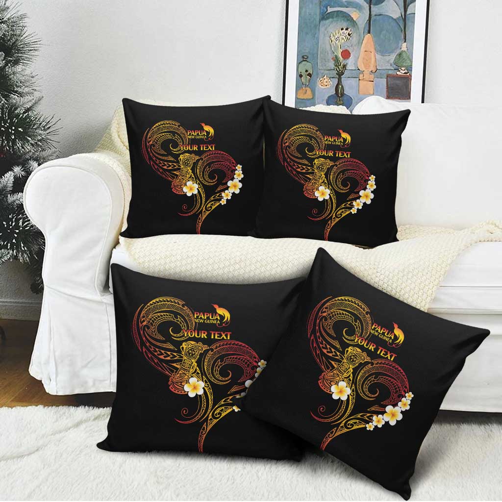 Personalised Papua New Guinea Sepik Pillow Cover Plumeria Floral Tribal Pattern - Polynesian Pride