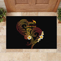 Personalised Papua New Guinea Sepik Rubber Doormat Plumeria Floral Tribal Pattern LT9 Black - Polynesian Pride