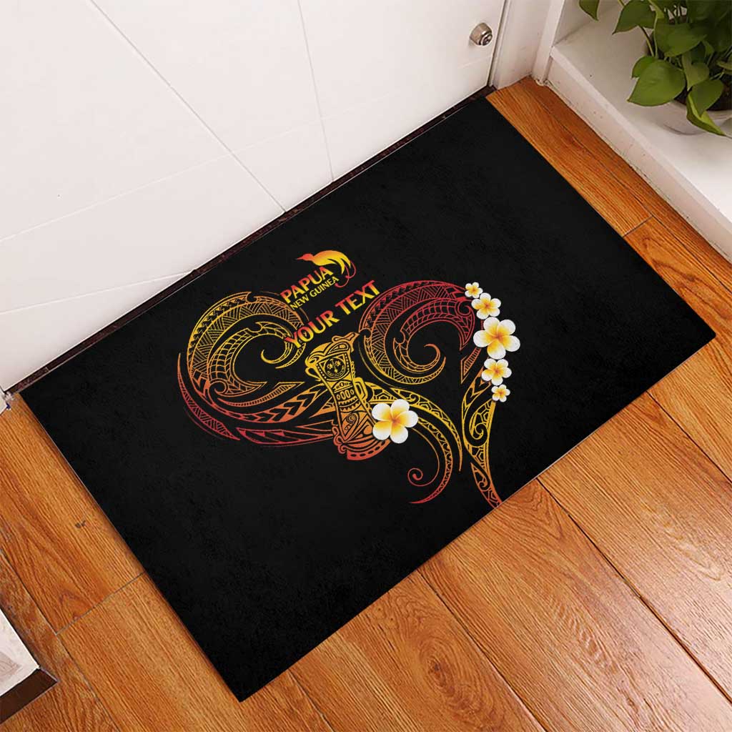 Personalised Papua New Guinea Sepik Rubber Doormat Plumeria Floral Tribal Pattern LT9 - Polynesian Pride