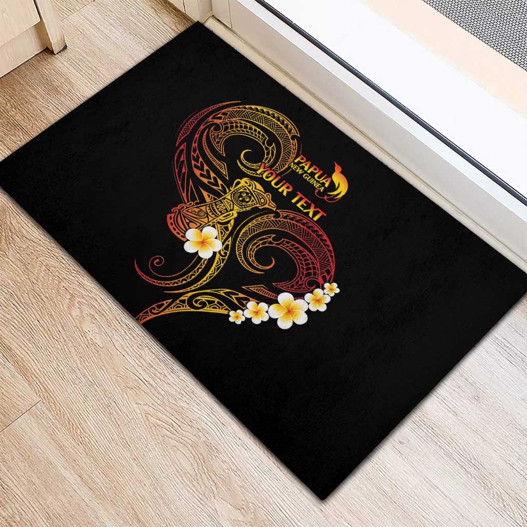 Personalised Papua New Guinea Sepik Rubber Doormat Plumeria Floral Tribal Pattern LT9 - Polynesian Pride