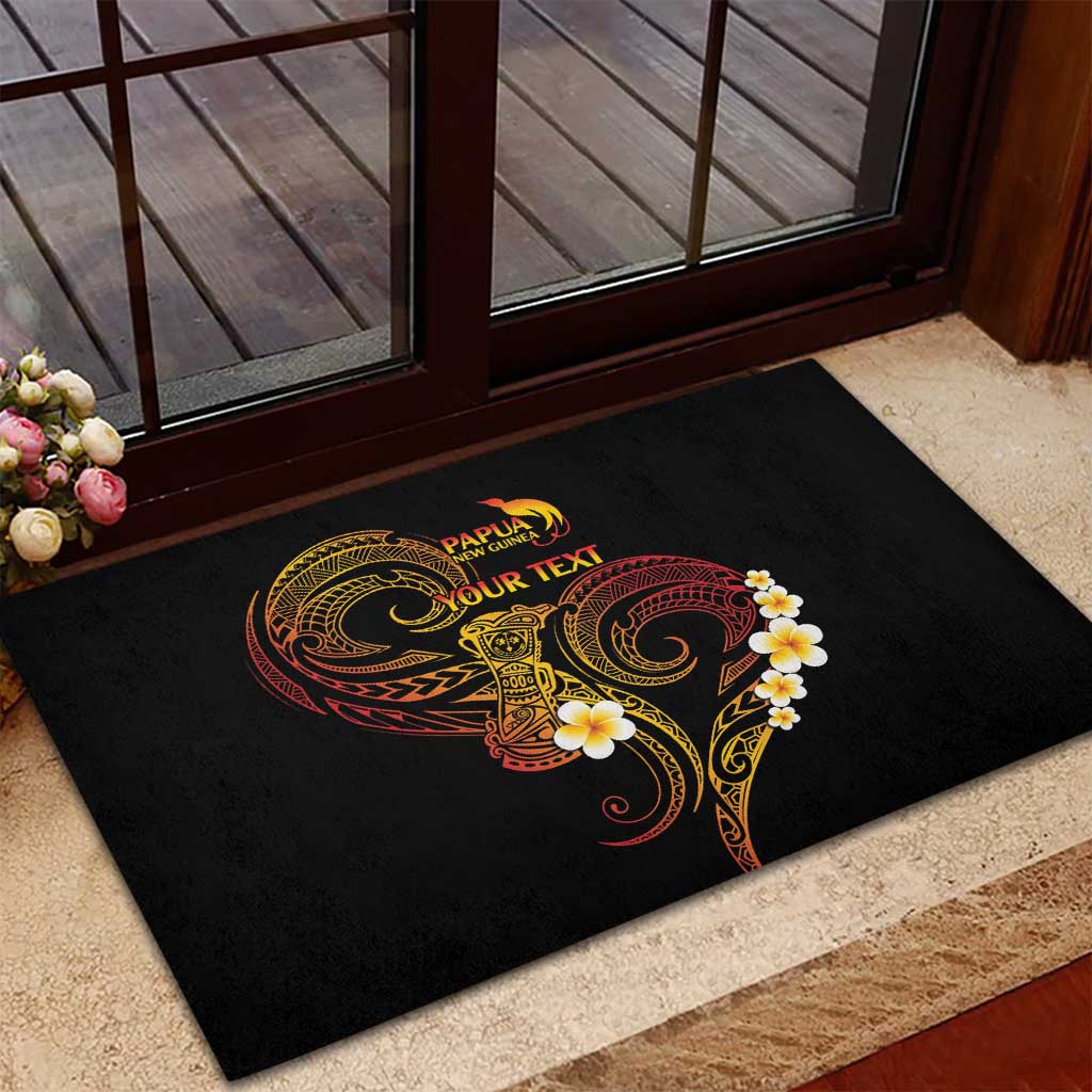 Personalised Papua New Guinea Sepik Rubber Doormat Plumeria Floral Tribal Pattern LT9 - Polynesian Pride