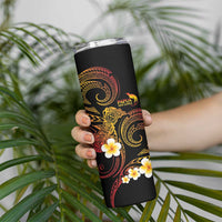 Personalised Papua New Guinea Sepik Skinny Tumbler Plumeria Floral Tribal Pattern LT9 - Polynesian Pride