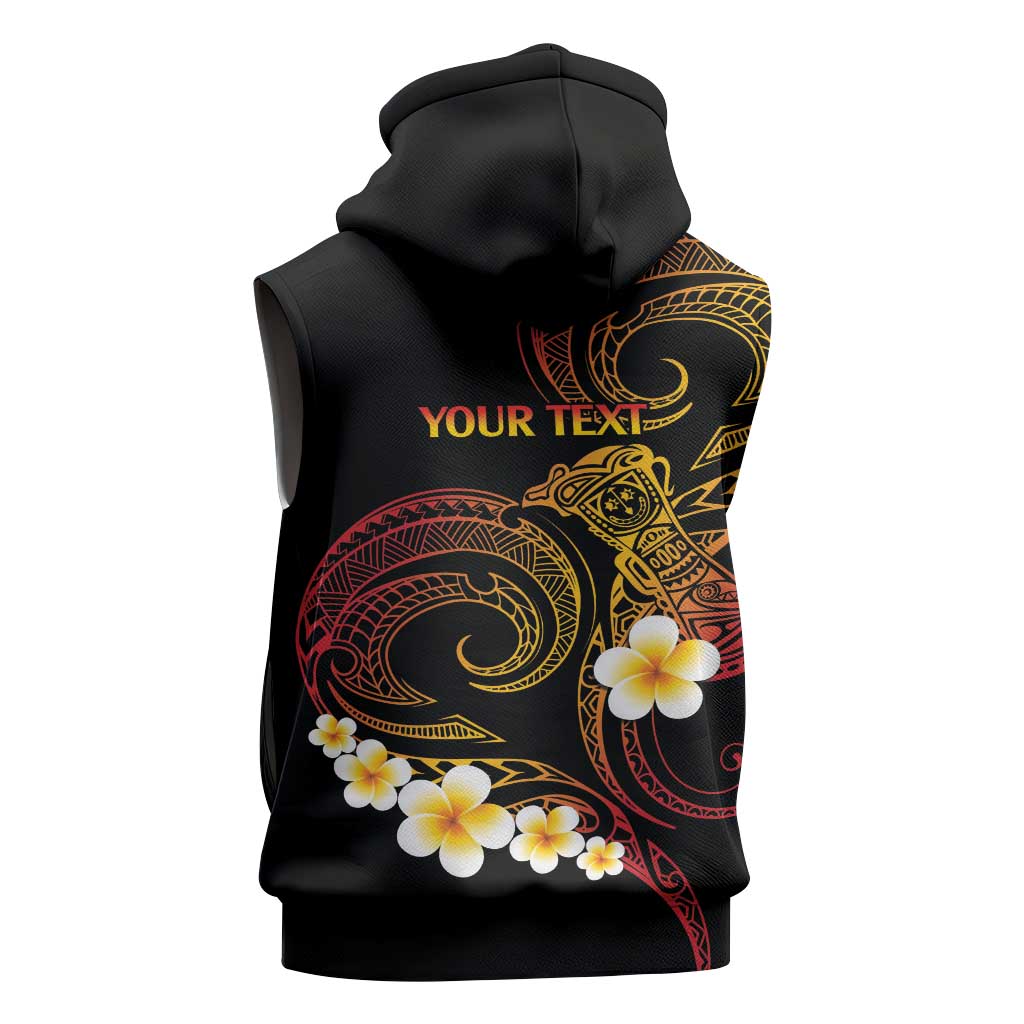 Personalised Papua New Guinea Sepik Sleeveless Hoodie Plumeria Floral Tribal Pattern LT9 - Polynesian Pride