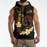 Personalised Papua New Guinea Sepik Sleeveless Hoodie Plumeria Floral Tribal Pattern LT9 - Polynesian Pride