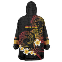 Personalised Papua New Guinea Sepik Wearable Blanket Hoodie Plumeria Floral Tribal Pattern LT9 - Polynesian Pride