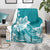 Polynesian Plumeria Flowers Tribal Blanket Pacific Tattoo Teal Style - Polynesian Pride
