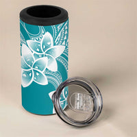 Polynesian Plumeria Flowers Tribal 4 in 1 Can Cooler Tumbler Pacific Tattoo Teal Style LT9 - Polynesian Pride
