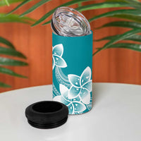 Polynesian Plumeria Flowers Tribal 4 in 1 Can Cooler Tumbler Pacific Tattoo Teal Style LT9 - Polynesian Pride