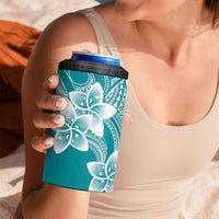 Polynesian Plumeria Flowers Tribal 4 in 1 Can Cooler Tumbler Pacific Tattoo Teal Style LT9 - Polynesian Pride
