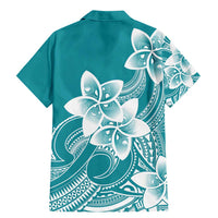 Polynesian Plumeria Flowers Tribal Family Matching Mermaid Dress and Hawaiian Shirt Pacific Tattoo Teal Style LT9 - Polynesian Pride