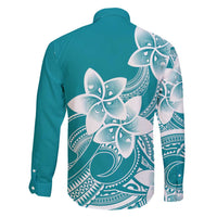 Polynesian Plumeria Flowers Tribal Family Matching Mermaid Dress and Hawaiian Shirt Pacific Tattoo Teal Style LT9 - Polynesian Pride