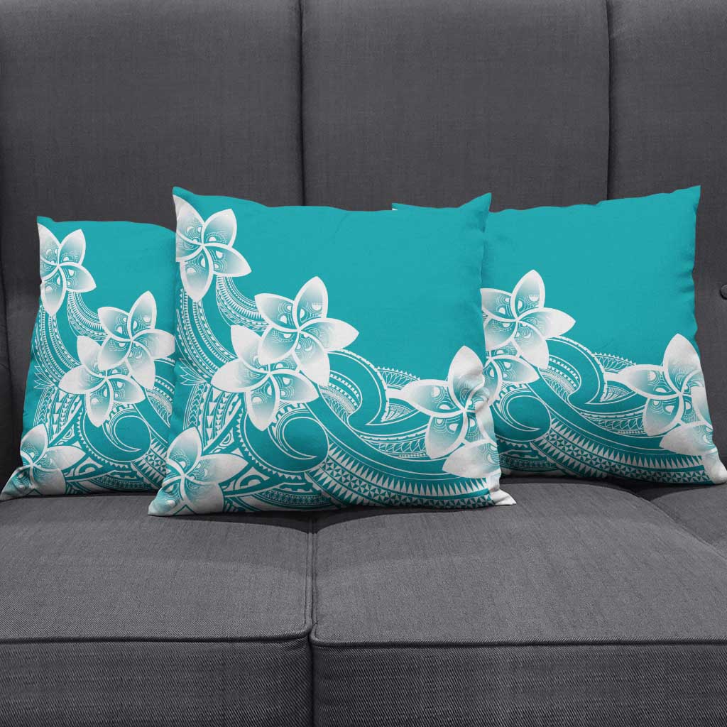 Polynesian Plumeria Flowers Tribal Pillow Cover Pacific Tattoo Teal Style LT9 - Polynesian Pride