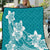 Polynesian Plumeria Flowers Tribal Quilt Pacific Tattoo Teal Style - Polynesian Pride