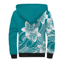 Polynesian Plumeria Flowers Tribal Sherpa Hoodie Pacific Tattoo Teal Style LT9 - Polynesian Pride