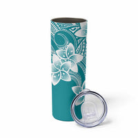 Polynesian Plumeria Flowers Tribal Skinny Tumbler Pacific Tattoo Teal Style LT9 - Polynesian Pride