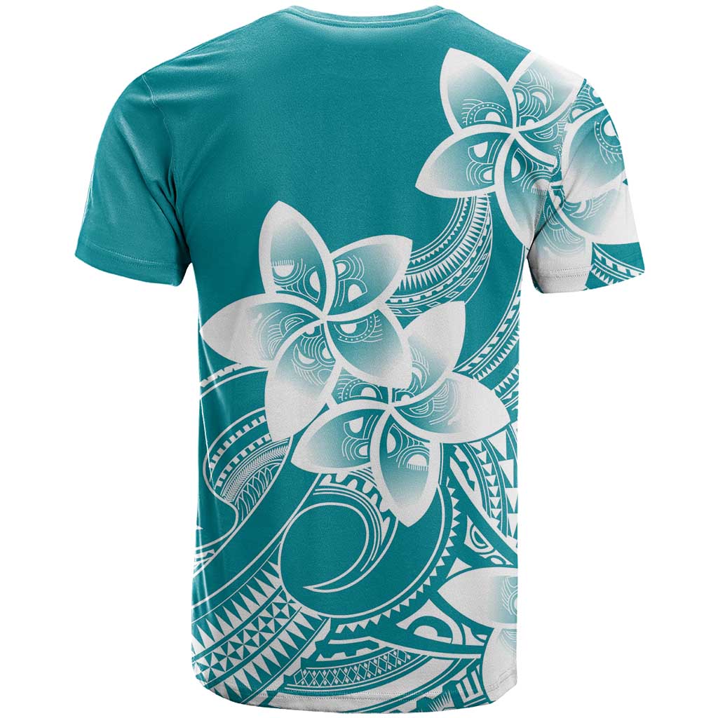 Polynesian Plumeria Flowers Tribal T Shirt Pacific Tattoo Teal Style LT9 - Polynesian Pride