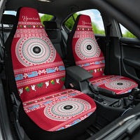 Personalised Fiji Marau Na Kerisimasi Car Seat Cover Merry Christmas Tapa Pattern Red Style LT9 One Size Red - Polynesian Pride