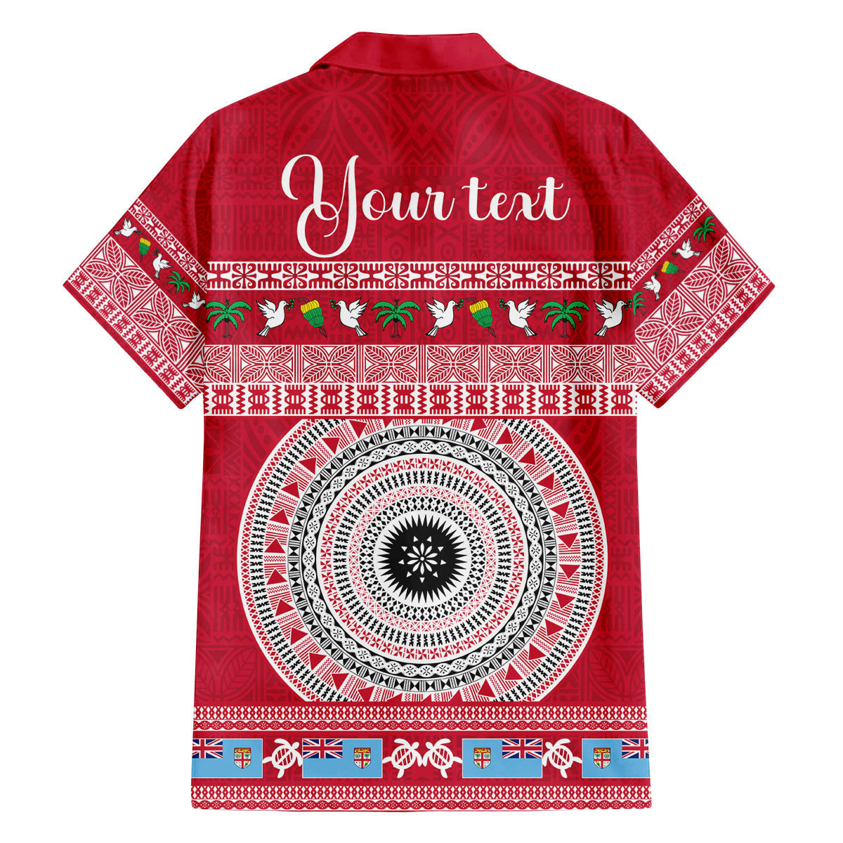 Personalised Fiji Marau Na Kerisimasi Family Matching Off Shoulder Maxi Dress and Hawaiian Shirt Merry Christmas Tapa Pattern Red Style LT9 - Polynesian Pride