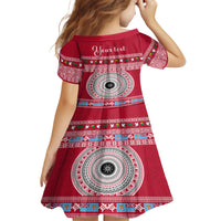 Personalised Fiji Marau Na Kerisimasi Kid Short Sleeve Dress Merry Christmas Tapa Pattern Red Style LT9 - Polynesian Pride