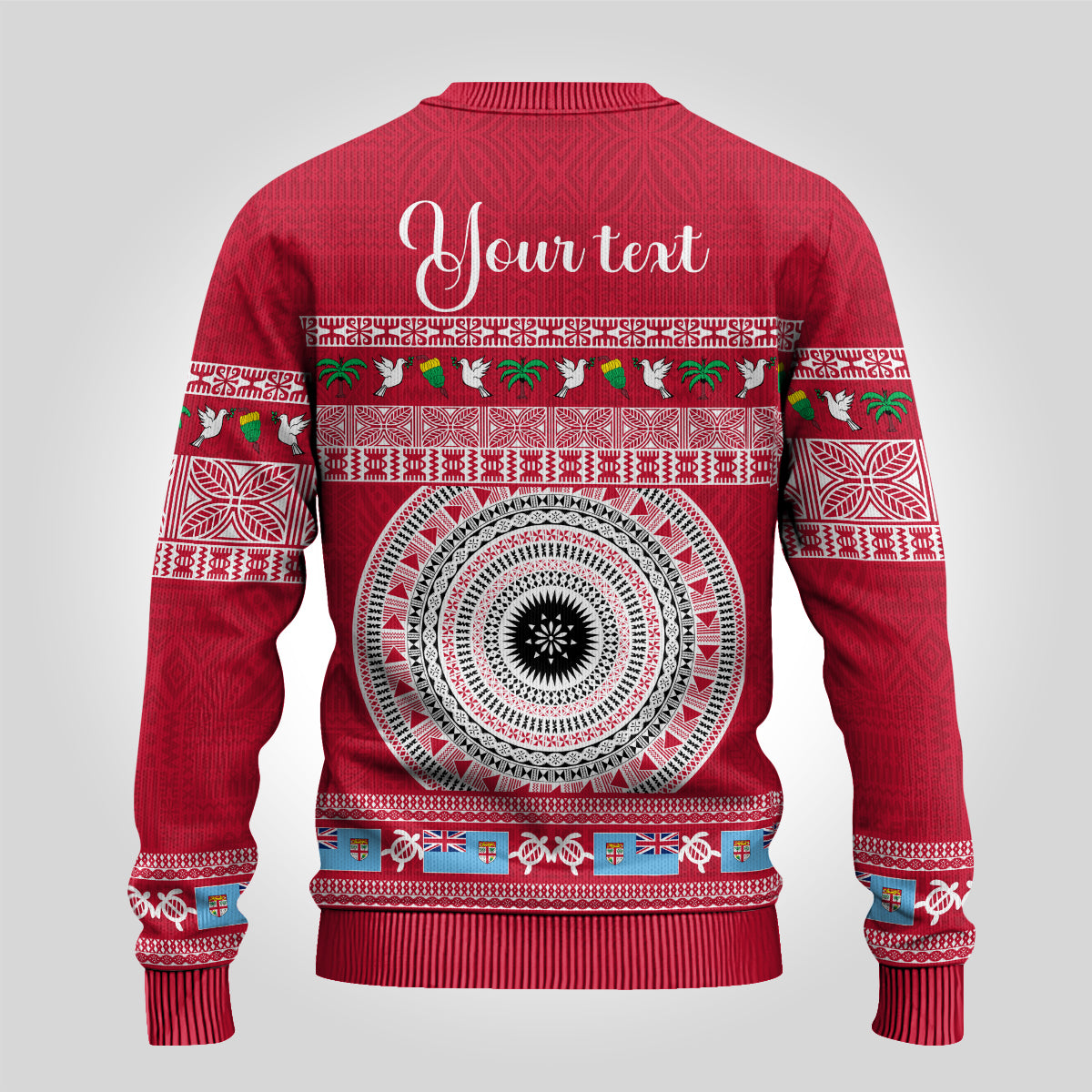 Personalised Fiji Marau Na Kerisimasi Ugly Christmas Sweater Merry Christmas Tapa Pattern Red Style LT9 - Polynesian Pride