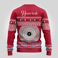 Personalised Fiji Marau Na Kerisimasi Ugly Christmas Sweater Merry Christmas Tapa Pattern Red Style LT9 - Polynesian Pride