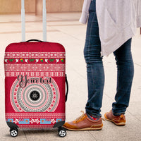 Personalised Fiji Marau Na Kerisimasi Luggage Cover Merry Christmas Tapa Pattern Red Style LT9 Red - Polynesian Pride