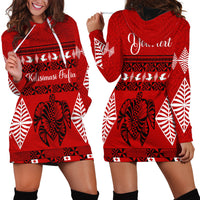 Personalised Tonga Kilisimasi Fiefia Hoodie Dress Merry Christmas with Turtle Ngatu Pattern LT9 - Polynesian Pride