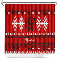Personalised Tonga Kilisimasi Fiefia Shower Curtain Merry Christmas with Turtle Ngatu Pattern LT9 Red - Polynesian Pride