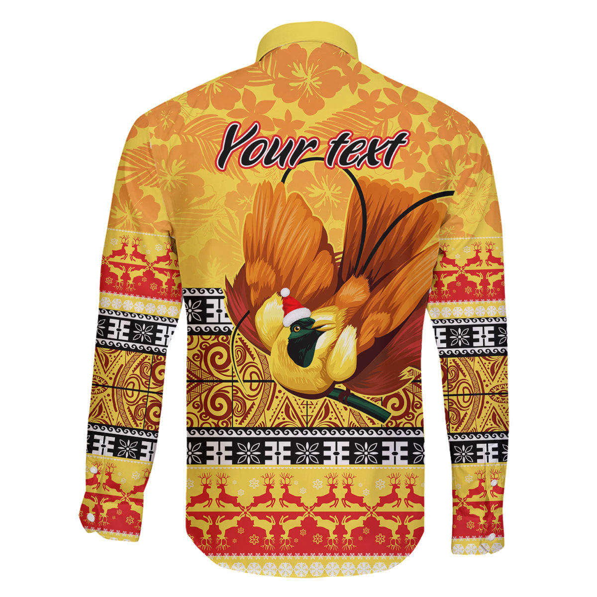 Personalised PNG Hamamas Krismas Family Matching Off Shoulder Long Sleeve Dress and Hawaiian Shirt Papua New Guinea Bird Of Paradise Merry Christmas Gold Style LT9 - Polynesian Pride