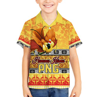 Personalised PNG Hamamas Krismas Kid Hawaiian Shirt Papua New Guinea Bird Of Paradise Merry Christmas Gold Style LT9 Kid Gold - Polynesian Pride
