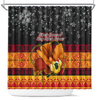 PNG Hamamas Krismas Shower Curtain Papua New Guinea Bird Of Paradise Merry Christmas Black Style LT9 Black - Polynesian Pride