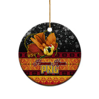 Personalised PNG Hamamas Krismas Ceramic Ornament Papua New Guinea Bird Of Paradise Merry Christmas Black Style LT9 - Polynesian Pride