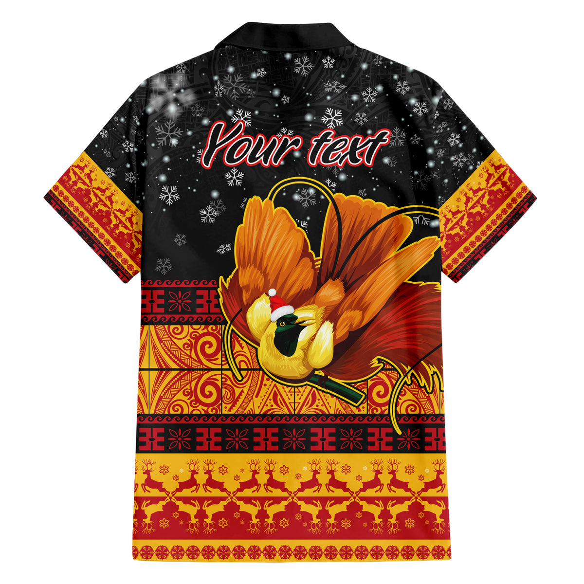 Personalised PNG Hamamas Krismas Family Matching Short Sleeve Bodycon Dress and Hawaiian Shirt Papua New Guinea Bird Of Paradise Merry Christmas Black Style LT9 - Polynesian Pride