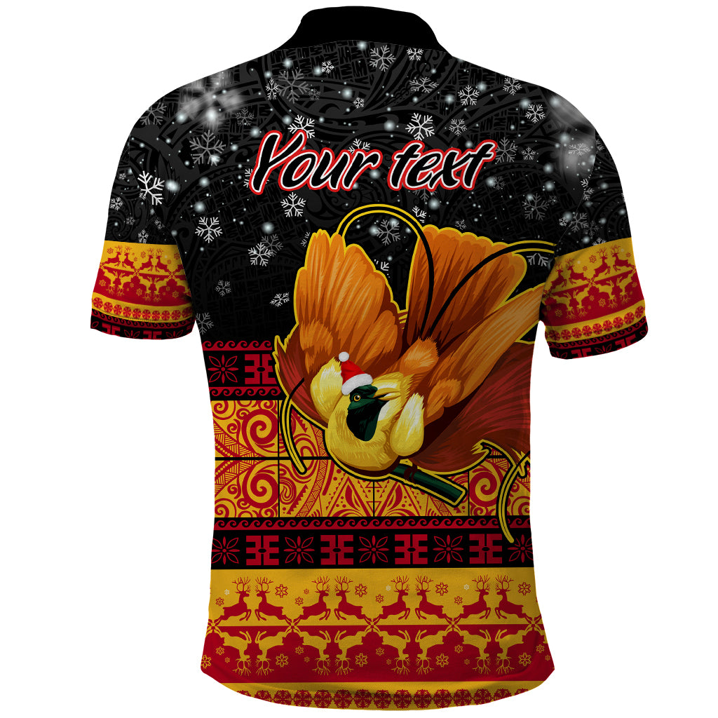 Personalised PNG Hamamas Krismas Polo Shirt Papua New Guinea Bird Of Paradise Merry Christmas Black Style LT9 - Polynesian Pride