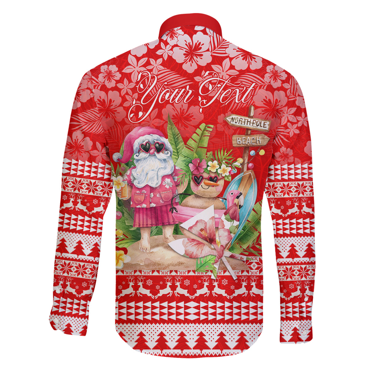 Personalised Hawaii Mele Kalikimaka Family Matching Long Sleeve Bodycon Dress and Hawaiian Shirt Santa Beach Merry Christmas LT9 - Polynesian Pride