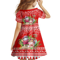 Personalised Hawaii Mele Kalikimaka Family Matching Off Shoulder Long Sleeve Dress and Hawaiian Shirt Santa Beach Merry Christmas LT9 - Polynesian Pride