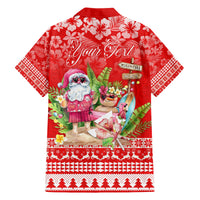Personalised Hawaii Mele Kalikimaka Family Matching Off Shoulder Long Sleeve Dress and Hawaiian Shirt Santa Beach Merry Christmas LT9 - Polynesian Pride